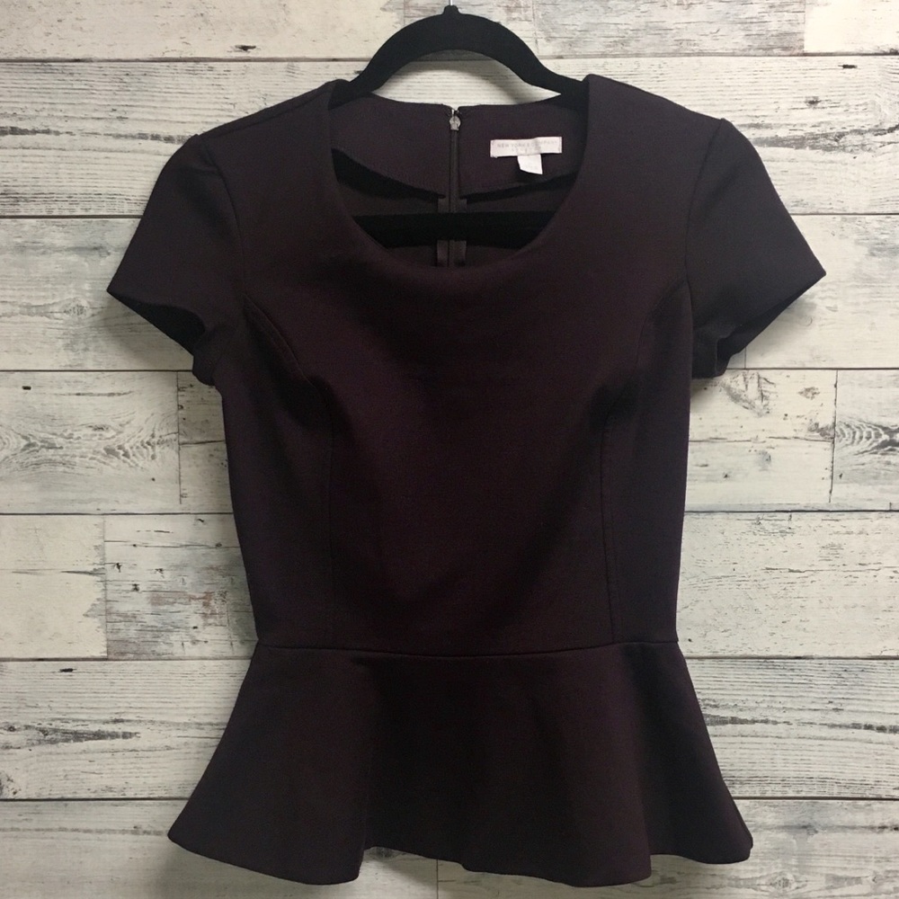 New York & Company dark plum peplum top